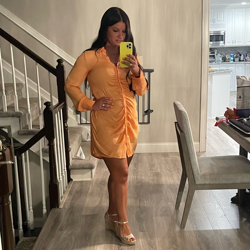 Orange shirt dress